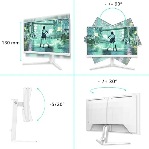 PHILIPS ▫️ Monitor de jogos Evnia 24M2N3201P de 24 polegadas, 260 Hz, painel Fast IPS, 1 ms GtG, HDR10, Compatível com G-Sync, Altura Ajustável, (1920x1080, 1x HDMI 2.0, 1x DP 1.4) Branco 5