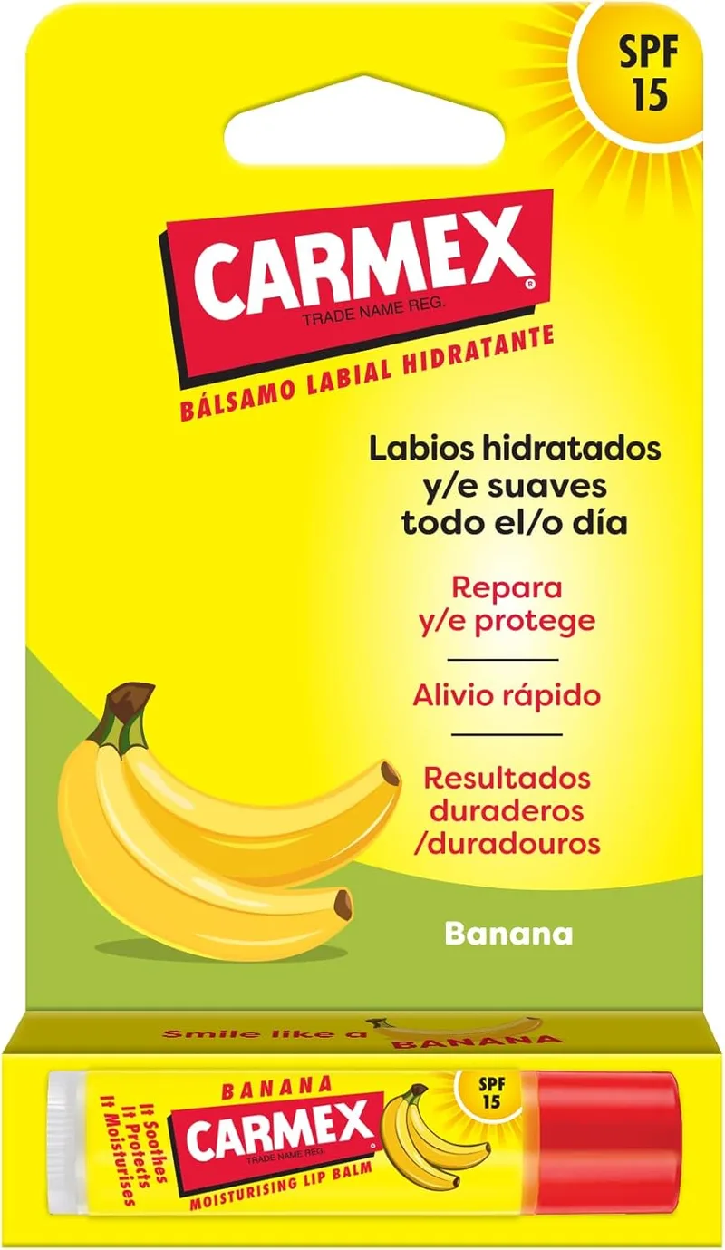 Carmex ▫️ Bálsamo Labial FPS 15, Click Stick Banana, 4,25 g