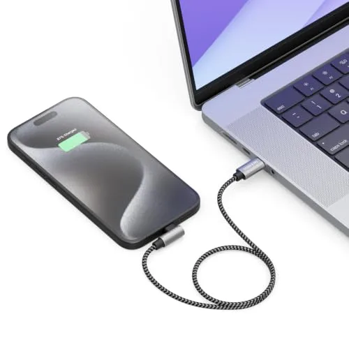 deleyCON ▫️ 0,30 m 100 W Cabo USB-C de carregamento curto com ângulo de 90 graus - C a C - Cabo em ângulo para iPhone 17, 16, 15, Pro Max, Air, Galaxy A16, A17, A56, S25, S24, S23, Pixel, iPad Pro, MacBook, AirPods, tablet, PS5 4