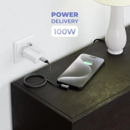 deleyCON ▫️ 0,30 m 100 W Cabo USB-C de carregamento curto com ângulo de 90 graus - C a C - Cabo em ângulo para iPhone 17, 16, 15, Pro Max, Air, Galaxy A16, A17, A56, S25, S24, S23, Pixel, iPad Pro, MacBook, AirPods, tablet, PS5 5
