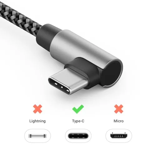 deleyCON ▫️ 0,30 m 100 W Cabo USB-C de carregamento curto com ângulo de 90 graus - C a C - Cabo em ângulo para iPhone 17, 16, 15, Pro Max, Air, Galaxy A16, A17, A56, S25, S24, S23, Pixel, iPad Pro, MacBook, AirPods, tablet, PS5 6