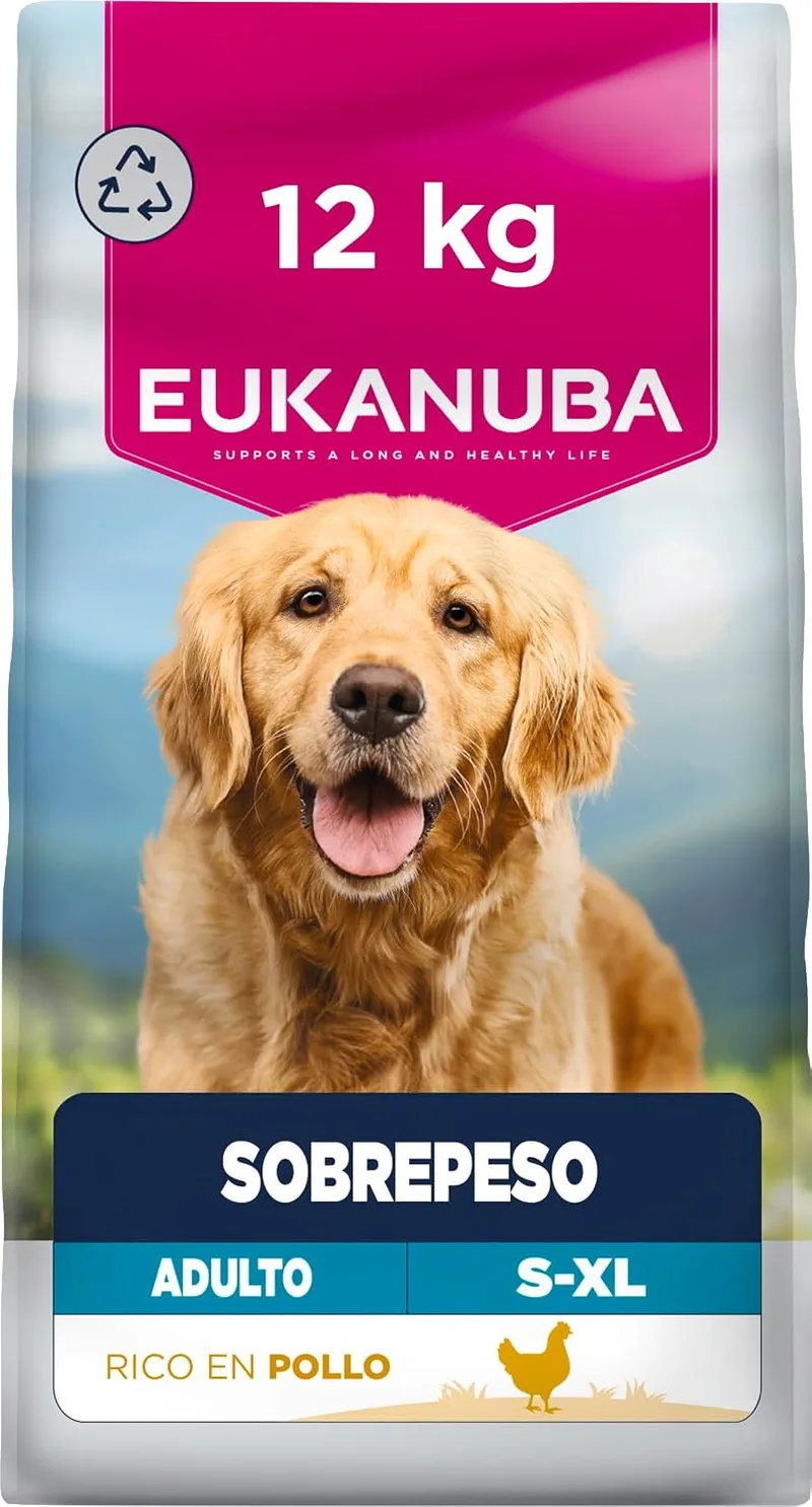 Eukanuba ▫️ Overweight - Ração dietética para cães, frango, 12 kg