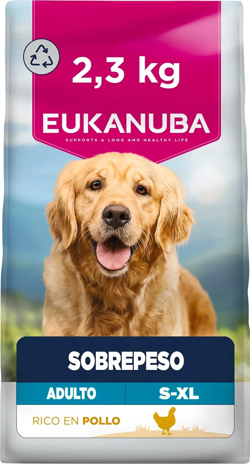 Eukanuba ▫️ Overweight - Ração dietética para cães, frango, 2,3 kg