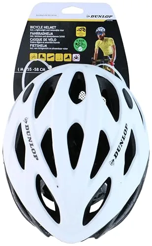 DUNLOP ▫️ Casco de bicicleta com 55 a 58 cm de diâmetro, casco de bicicleta para homem e mulher, leve, com ventilação e tira para o queixo, cor branca 4