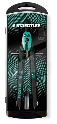 STAEDTLER ▫️ NORIX Conjunto de compasso de ajuste rápido, embalagem blister com 2 lápis HB, borracha e afiador individual, verde francês 2