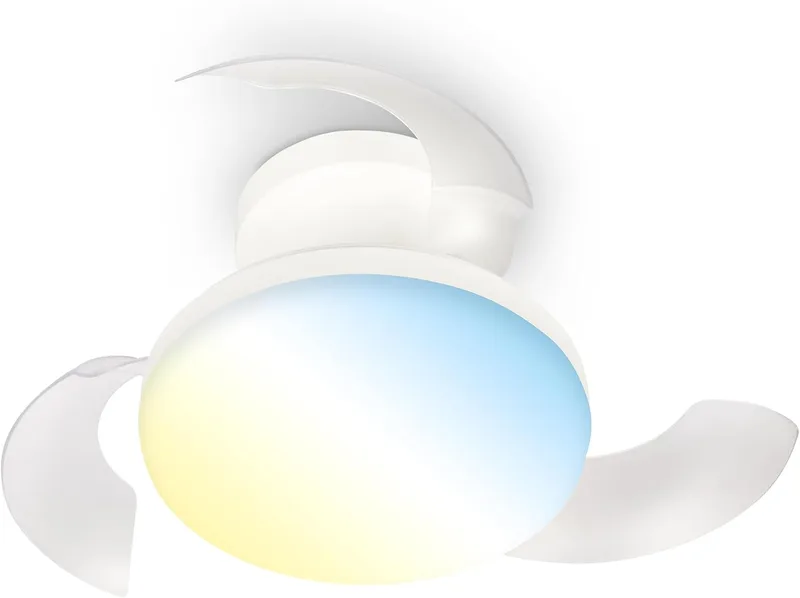Briloner ▫️ Ventilador de teto com luz LED, comando à distância, motor DC silencioso com 3 velocidades, CCT e luz regulável, pás retráteis, ventilador de teto com luz para quarto, 44 x 16,5 cm, branco