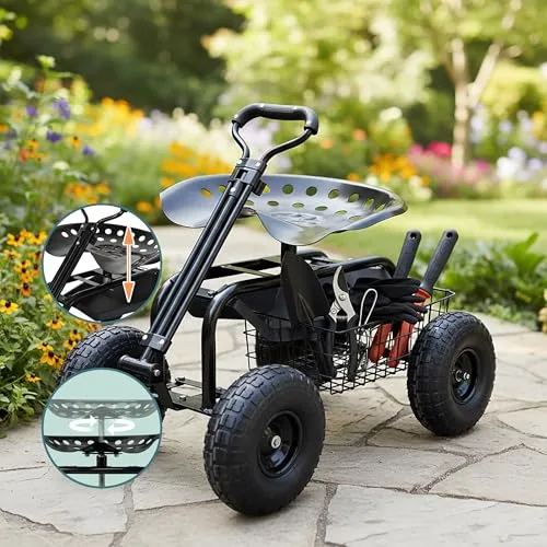 Relaxdays ▫️ Cadeira de jardim com rodas, altura ajustável, 150 kg, preta 2