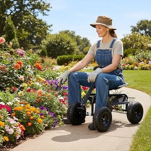 Relaxdays ▫️ Cadeira de jardim com rodas, altura ajustável, 150 kg, preta 3