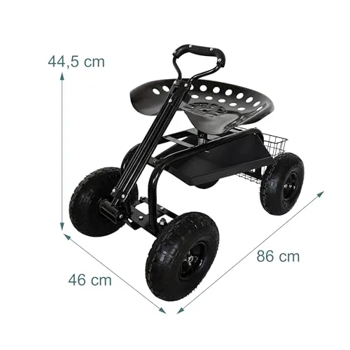 Relaxdays ▫️ Cadeira de jardim com rodas, altura ajustável, 150 kg, preta 4