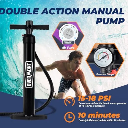 OVERMONT ▫️ Prancha de Paddle Surf insuflável para adultos 323×84×15 cm, Stand Up Paddle Board com kit completo, remo ajustável, bomba, mochila, corda de segurança e 3 quilhas 5