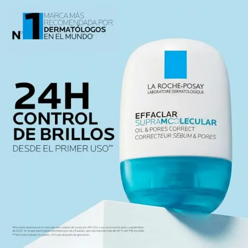 La Roche-Posay ▫️ Effaclar Supramolecular, gel matificante, regulador de sebo e poros, 40 ml, com ciência molecular avançada [ácido salicílico + niacinamida]. 3