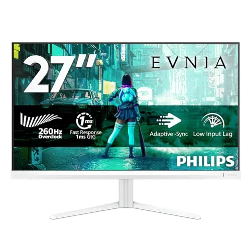 PHILIPS ▫️ Monitor de jogos Evnia 27M2N3201PL de 27 polegadas, 260 Hz, painel Fast IPS, 1 ms GtG, HDR10, compatível com G-Sync (1920x1080, 1x HDMI 2.0, 1x DP 1.4) Branco 2