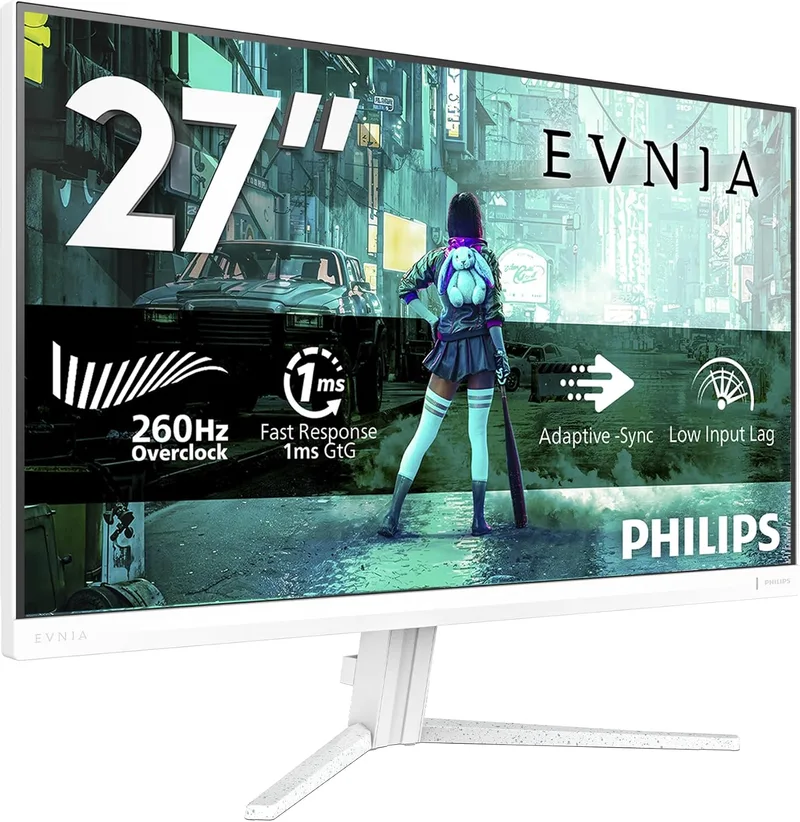 PHILIPS ▫️ Monitor de jogos Evnia 27M2N3201PL de 27 polegadas, 260 Hz, painel Fast IPS, 1 ms GtG, HDR10, compatível com G-Sync (1920x1080, 1x HDMI 2.0, 1x DP 1.4) Branco