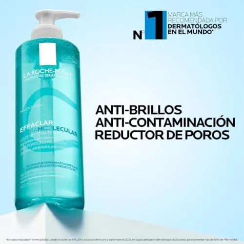 La Roche-Posay ▫️ LRP Effaclar Supramolecular Gel de Limpeza de Sebo e Poros para pele oleosa e com tendência para poros visíveis. Com tecnologia molecular avançada, que combina ácido salicílico e niacinamida. 5