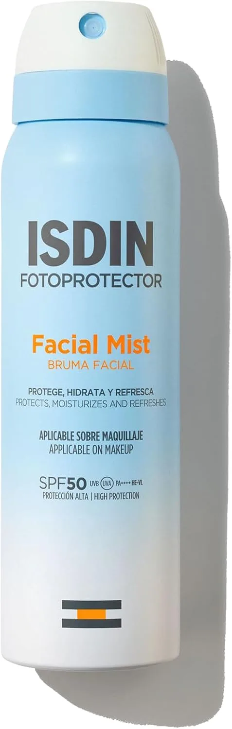 ISDIN ▫️ Fotoprotector Facial Mist SPF50, Protetor solar facial em spray com névoa ultrafina e invisível, protege, hidrata e refresca a pele, 100 ml | Formato de névoa ultrafina, invisível, protege e hidrata, refresca a pele