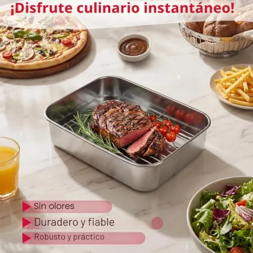 AnefanoozZ ▫️ Recipiente para fritadeira de ar quente, acessório para fritadeira de ar quente, tabuleiro para fritadeira de ar quente em aço inoxidável 304, compatível com Ninja 7,6 L/ 9,5 L/ 10,4 L AF400EU/AF451EU/AF500EU/DZ400EU, adequada para a máquina de lavar louça 5