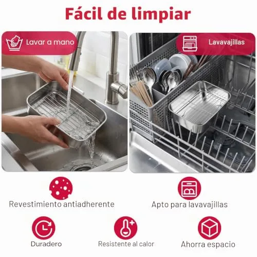AnefanoozZ ▫️ Recipiente para fritadeira de ar quente, acessório para fritadeira de ar quente, tabuleiro para fritadeira de ar quente em aço inoxidável 304, compatível com Ninja 7,6 L/ 9,5 L/ 10,4 L AF400EU/AF451EU/AF500EU/DZ400EU, adequada para a máquina de lavar louça 6