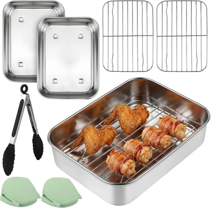 AnefanoozZ ▫️ Recipiente para fritadeira de ar quente, acessório para fritadeira de ar quente, tabuleiro para fritadeira de ar quente em aço inoxidável 304, compatível com Ninja 7,6 L/ 9,5 L/ 10,4 L AF400EU/AF451EU/AF500EU/DZ400EU, adequada para a máquina de lavar louça