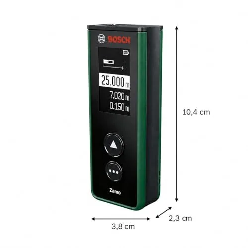 Bosch ▫️ Medidor a laser Zamo (alcance até 40 m, recarregável por USB-C, armazena 10 medições, compatível com acessórios, sem acessórios, inclui pilhas AAA recarregáveis) 2