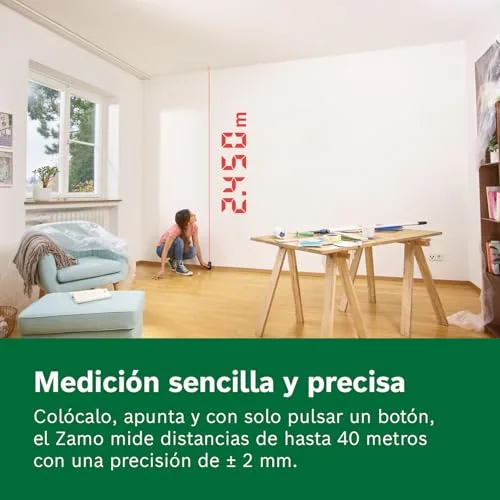 Bosch ▫️ Medidor a laser Zamo (alcance até 40 m, recarregável por USB-C, armazena 10 medições, compatível com acessórios, sem acessórios, inclui pilhas AAA recarregáveis) 4