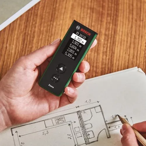Bosch ▫️ Medidor a laser Zamo (alcance até 40 m, recarregável por USB-C, armazena 10 medições, compatível com acessórios, sem acessórios, inclui pilhas AAA recarregáveis) 6