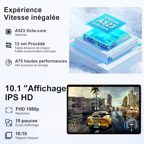DMOAO ▫️ Tablet de 10 polegadas com Android, 5G e Wi-Fi 6, tablet HD com 18 GB de RAM + 128 GB de ROM (TF 1 TB), Widevine L1, 8 núcleos a 2,0 GHz, Bluetooth 5.0, ecrã IPS 1280 × 800, USB-C, bateria de 6000 mAh, dourado 4