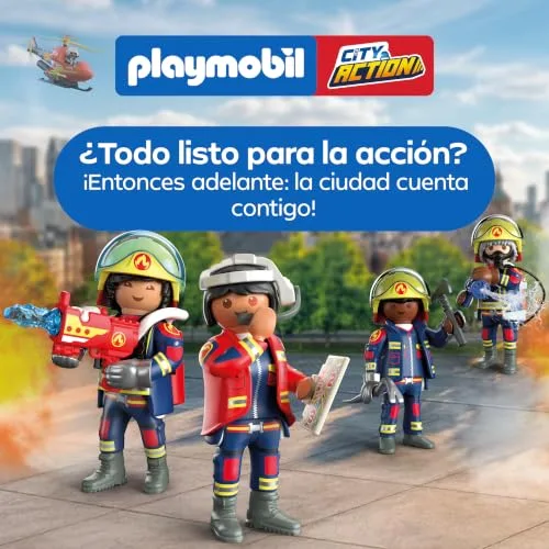 PLAYMOBIL ▫️ City Action | Camião de bombeiros com escada | Veículo de emergência com escada de 63 cm, luzes e sons, equipamento de resgate e vários acessórios | Para crianças a partir dos 4 anos | 72192 6