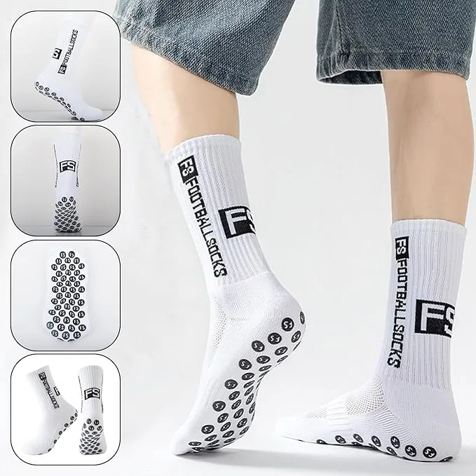 AUEJACKY ▫️ meias desportivas antiderrapantes para homem, meias de futebol com aderência antiderrapante, meias desportivas para homem 5