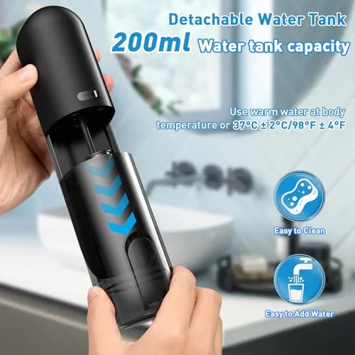 OHFAMO ▫️ Limpador de ouvidos elétrico, removedor de cerume com 5 modos de limpeza, sistema de irrigação auditiva com ecrã LCD, à prova de água IPX5, reservatório de 250 ml, recarregável via USB-C 4