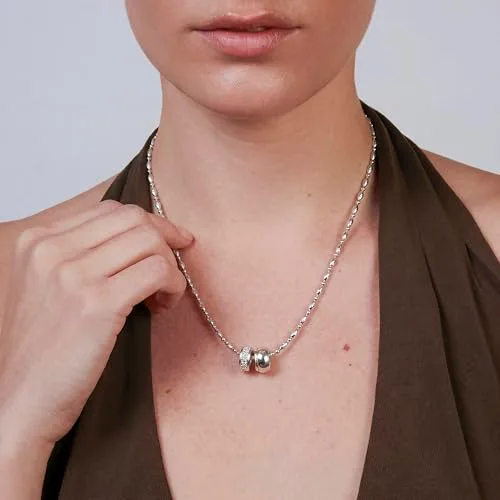 LUXENTER ▫️ Colar com zircónia brilhante com acabamento em prata. Cor: prata. Colar curto. Joias para mulher – Modelo Laino 4