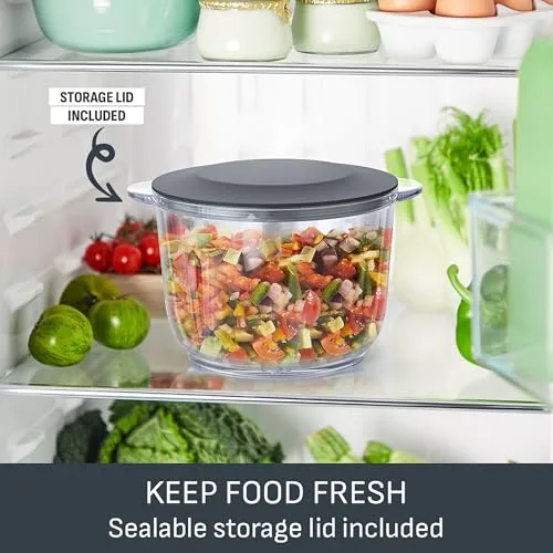 Tefal ▫️ Choppeo MB603BG1 - Mini-processador de alimentos, taça de vidro XXL de 2 litros com base antiderrapante, tampa de armazenamento, 2 velocidades, 500 W, cinzento 4