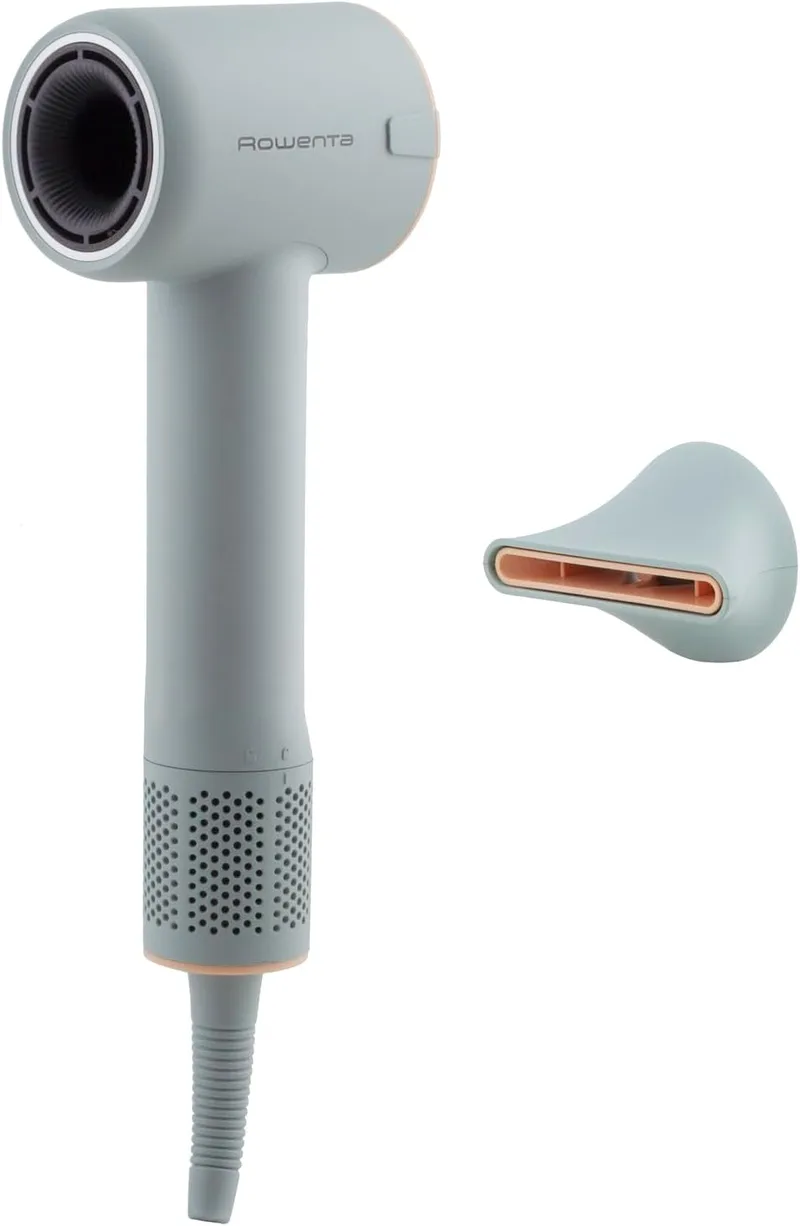 Rowenta ▫️ Secador de Cabelo Compacto e Leve Blumia 350g, Motor Digital, Secagem Rápida, Gerador de Iões, Controlo Inteligente 40°C, 3 temperaturas, 2 velocidades, Bocal Magnético, Verde, HY5N12E0