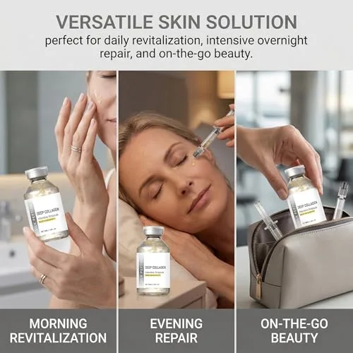HOVKRE ▫️ 1 conjunto de ampolas de sérum para a elasticidade facial (com acessórios), 50 ml de ampolas de peptídeos de seda e colagénio Deep X, hidratantes, antienvelhecimento e reafirmantes. 3