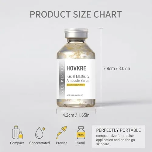 HOVKRE ▫️ 1 conjunto de ampolas de sérum para a elasticidade facial (com acessórios), 50 ml de ampolas de peptídeos de seda e colagénio Deep X, hidratantes, antienvelhecimento e reafirmantes. 6