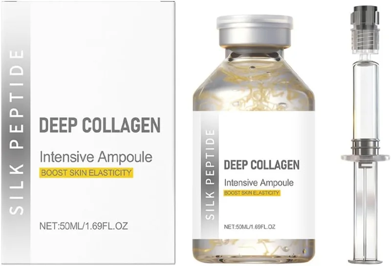 HOVKRE ▫️ 1 conjunto de ampolas de sérum para a elasticidade facial (com acessórios), 50 ml de ampolas de peptídeos de seda e colagénio Deep X, hidratantes, antienvelhecimento e reafirmantes.
