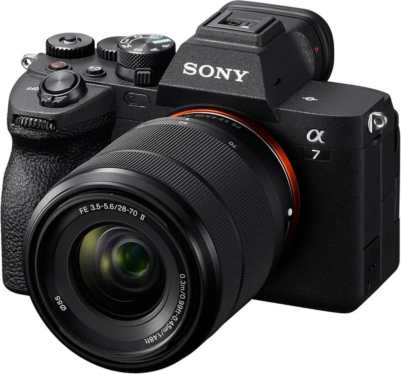 Sony ▫️ Câmara sem espelho Alpha 7 IV (Full-Frame) com lente 28-70 mm f/3,5-5,6, 33 MP, 4K60p e ecrã tátil multi-ângulo, ideal para fotografia e gravação de vídeo profissional, preta