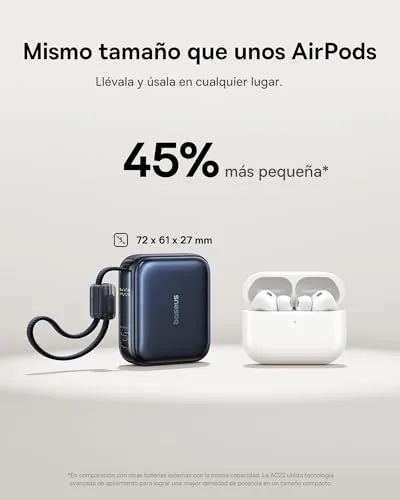 Baseus ▫️ AC22 Mini Powerbank 10000mAh, Bateria Externa Portátil com Carregamento Rápido PD 45W e Cabo USB-C Integrado, Powerbank Compacta para iPhone 18/17/16, Samsung S26/S25 Ultra, iPad e Pixel 10/9 2