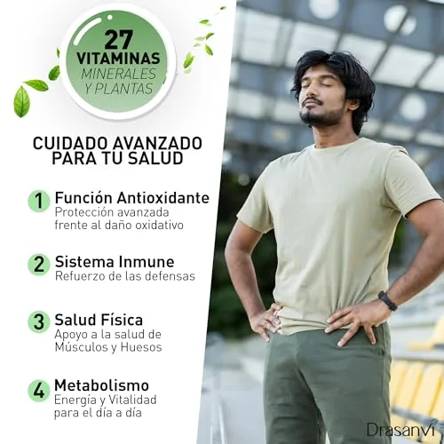 Drasanvi ▫️ Multivitamínico Completo para Homens e Mulheres com 27 Vitaminas 90 Comprimidos 2