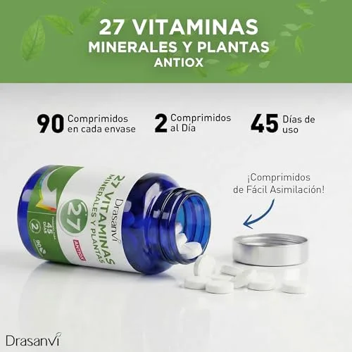 Drasanvi ▫️ Multivitamínico Completo para Homens e Mulheres com 27 Vitaminas 90 Comprimidos 3
