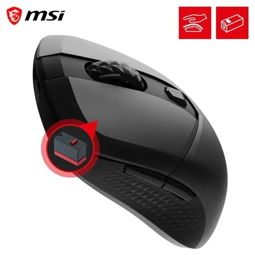 MSI ▫️ Versa 300 - Rato sem fios para jogos 8K - 26 000 dpi ópticos, frequência de amostragem de 8 000 Hz, simétrico, microinterruptores Omron com 60 m por clique, 6 botões, bateria com autonomia de 196 horas, latência de 0,125 ms, RGB 2