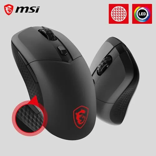MSI ▫️ Versa 300 - Rato sem fios para jogos 8K - 26 000 dpi ópticos, frequência de amostragem de 8 000 Hz, simétrico, microinterruptores Omron com 60 m por clique, 6 botões, bateria com autonomia de 196 horas, latência de 0,125 ms, RGB 3