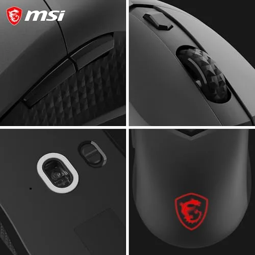 MSI ▫️ Versa 300 - Rato sem fios para jogos 8K - 26 000 dpi ópticos, frequência de amostragem de 8 000 Hz, simétrico, microinterruptores Omron com 60 m por clique, 6 botões, bateria com autonomia de 196 horas, latência de 0,125 ms, RGB 7