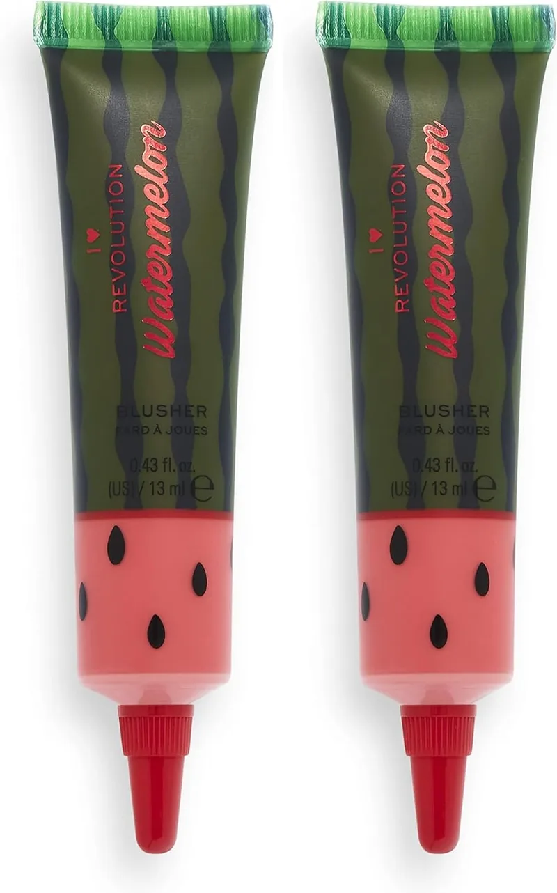 Revolution Beauty London ▫️ I Heart Revolution, Blush em Tinta com Efeito Molhado Melancia, Flushed, para tons de pele mais escuros, 13 ml (Embalagem com 2)