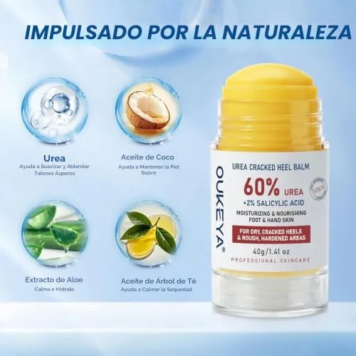 OUKEYA ▫️ Stick Anticalos com 60% de ureia e 2% de SA, bálsamo sólido suavizante para calcanhares, pés, cotovelos e joelhos, cuidado intensivo para pele seca e áspera, 40 g 2