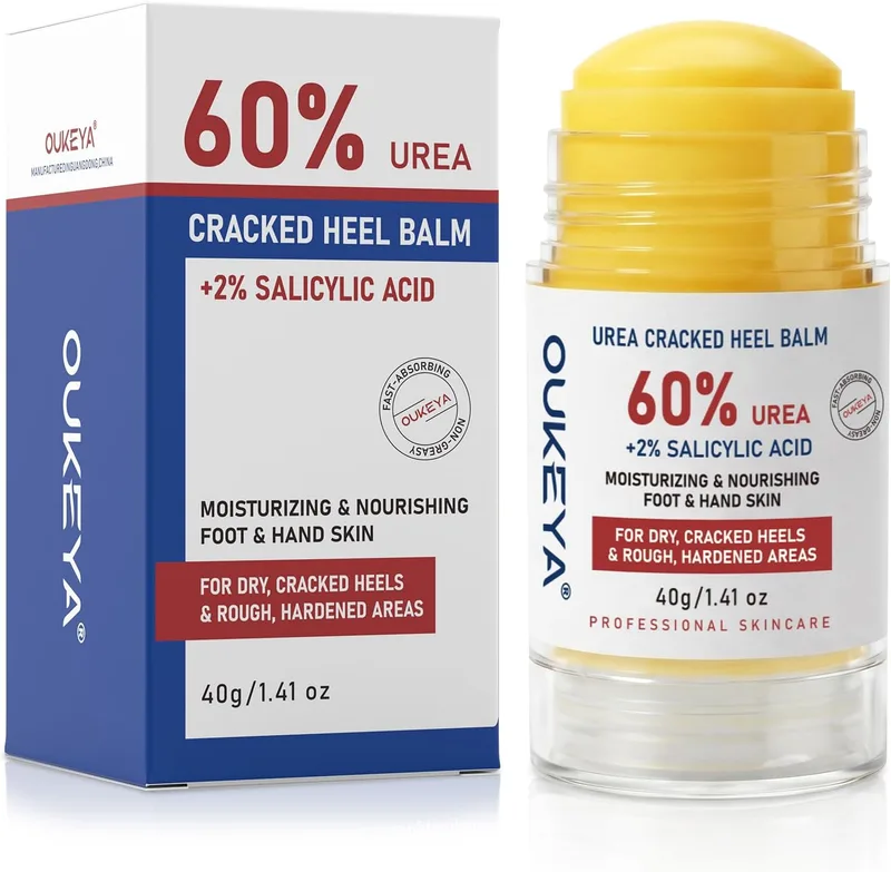 OUKEYA ▫️ Stick Anticalos com 60% de ureia e 2% de SA, bálsamo sólido suavizante para calcanhares, pés, cotovelos e joelhos, cuidado intensivo para pele seca e áspera, 40 g