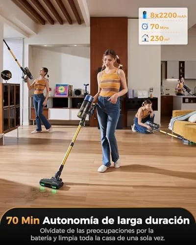proscenic ▫️ P15+ Aspirador sem fio 55 kPa/70 min/650 W, aspirador vertical potente com ecrã tátil LED, escova anti-emaranhamento e modo automático para pisos/tapetes/pêlos de animais 3