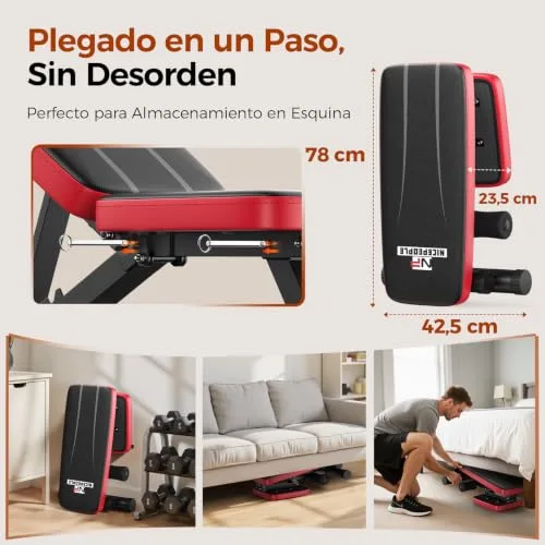 FLYBIRD ▫️ Banco de pesos ajustável para ginásio em casa, capacidade de carga de 300 kg, banco de treino com 8 posições de encosto para peito, ombros e braços 6