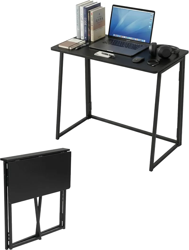 Soayone ▫️ Secretária dobrável 80×40×74 cm Preto Mesa de computador Secretária juvenil para jogos e teletrabalho em espaços pequenos (preto)