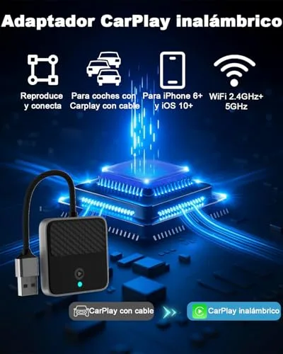 Elinsong ▫️ Adaptador CarPlay sem fios, conversão de cabo para sem fios com USB/Tipo C, Plug & Play, CarPlay sem fios para automóveis Apple compatíveis com iPhone 6+, iOS 10+, para automóveis a partir de 2017 (para iOS) 2