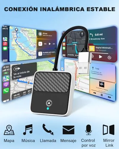 Elinsong ▫️ Adaptador CarPlay sem fios, conversão de cabo para sem fios com USB/Tipo C, Plug & Play, CarPlay sem fios para automóveis Apple compatíveis com iPhone 6+, iOS 10+, para automóveis a partir de 2017 (para iOS) 3